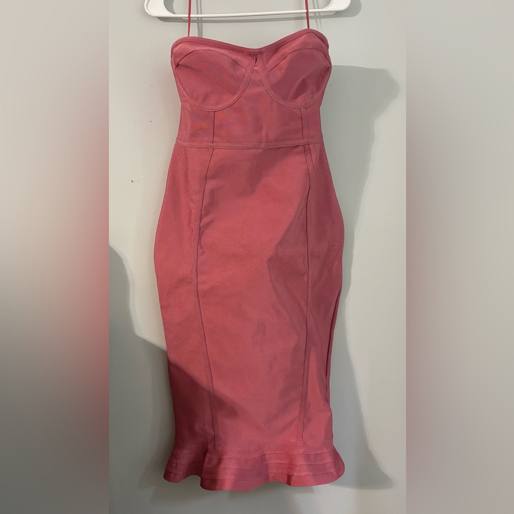 PrettyLittleThing Strapless Pink Dress